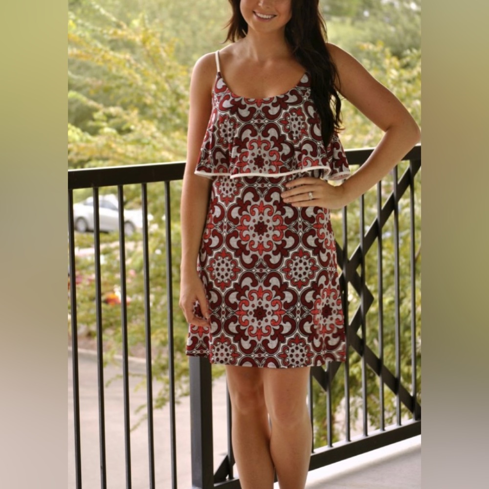 Judith March ruffled short dress, size small, keyhole back (bin E)